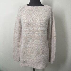 Lou & Grey Sweater Women Small White Eyelash Fuzzy Long Sleeve Crew Neck